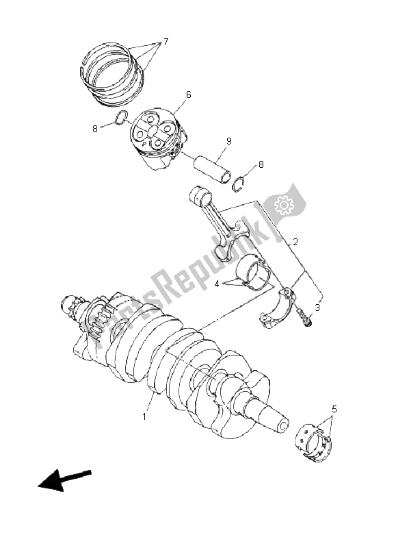 All parts for the Crankshaft & Piston of the Yamaha FZ6 S 600 2006