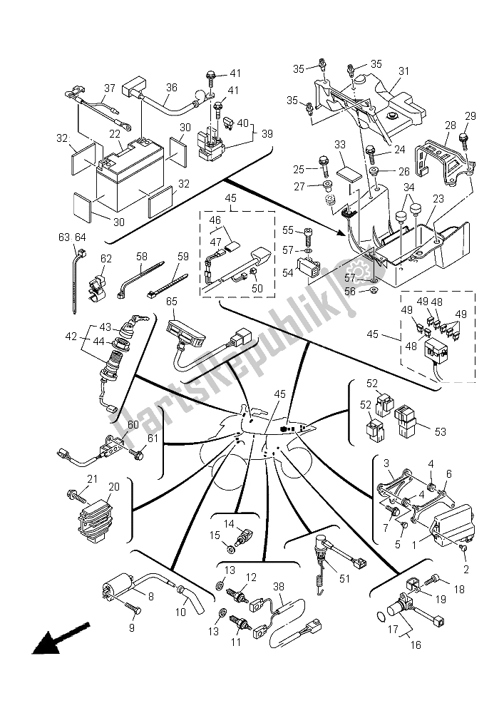 All parts for the Electrical 1 of the Yamaha YFM 700R 2015