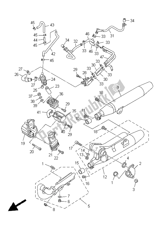 All parts for the Exhaust of the Yamaha XVS 650A Dragstar Classic 1999