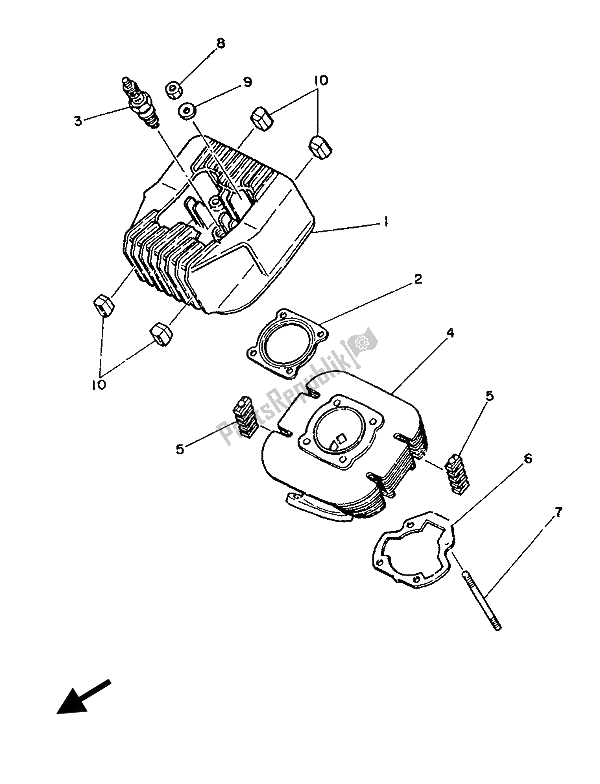 Tutte le parti per il Cilindro del Yamaha YSR 80 1988