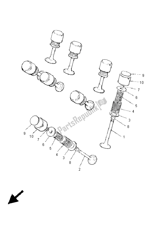 All parts for the Valve of the Yamaha XJR 1300 2005