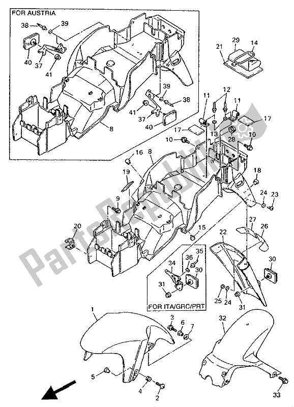 Todas as partes de Pára-choque do Yamaha FZR 600R 1994