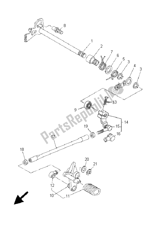 Tutte le parti per il Albero Del Cambio del Yamaha XVS 250 Dragstar 2001