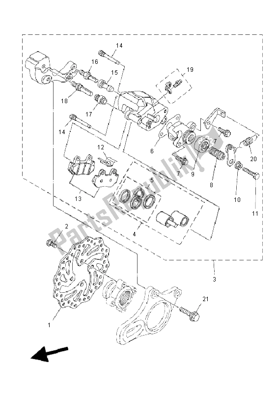 Todas las partes para Pinza De Freno Trasero de Yamaha YZF 450R SE 2011