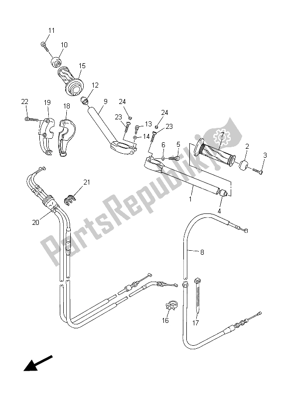 Todas as partes de Manivela E Cabo De Direção do Yamaha YZF R6 600 2015