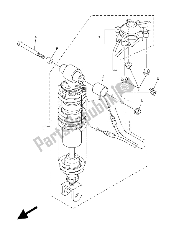 All parts for the Rear Suspension of the Yamaha FJR 1300A 2014