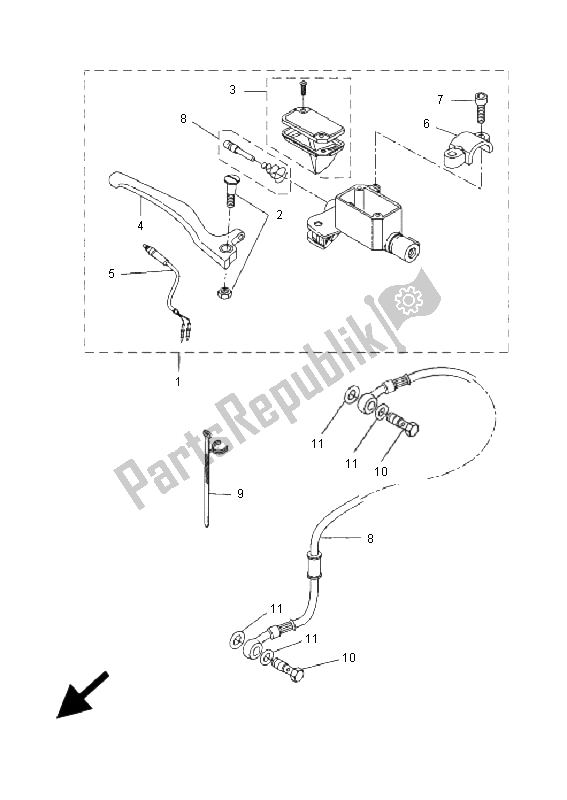 All parts for the Front Master Cylinder of the Yamaha YQ 50 Aerox 2009