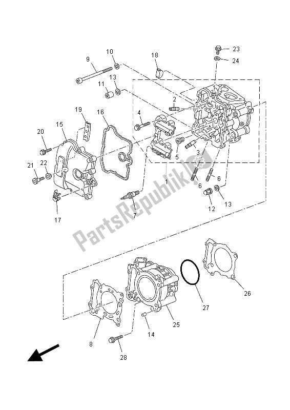 All parts for the Cylinder of the Yamaha YP 400 RA 2014