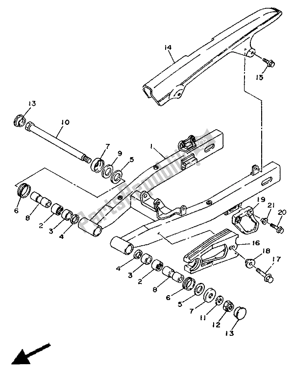 Toutes les pièces pour le Bras Arrière du Yamaha TDR 125 1994