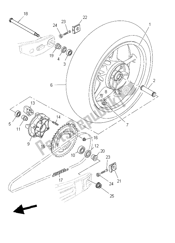 All parts for the Rear Wheel of the Yamaha MT 03 660 2009