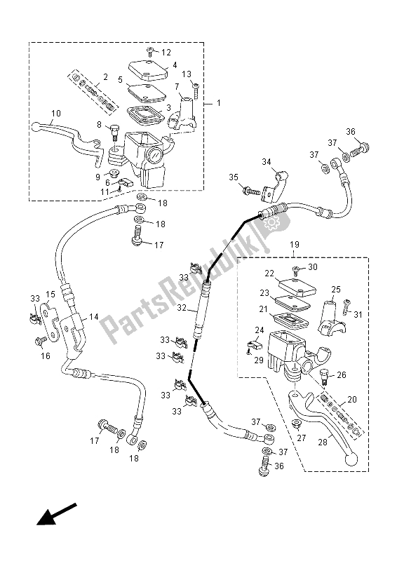 All parts for the Front Master Cylinder of the Yamaha YP 125R X MAX 2012