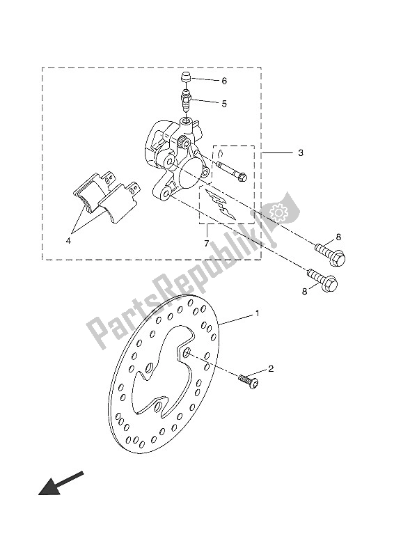 All parts for the Front Brake Caliper of the Yamaha YN 50 2016