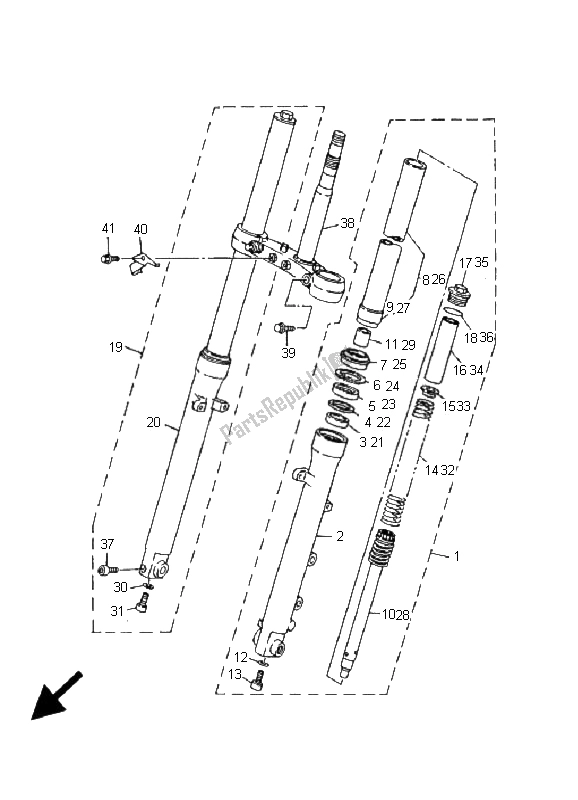 Wszystkie części do Przedni Widelec Yamaha TDR 125 2001