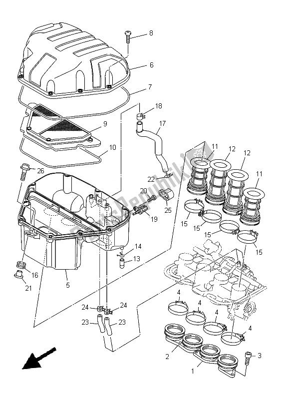 Alle onderdelen voor de Inname van de Yamaha XJ6 SA 600 2014
