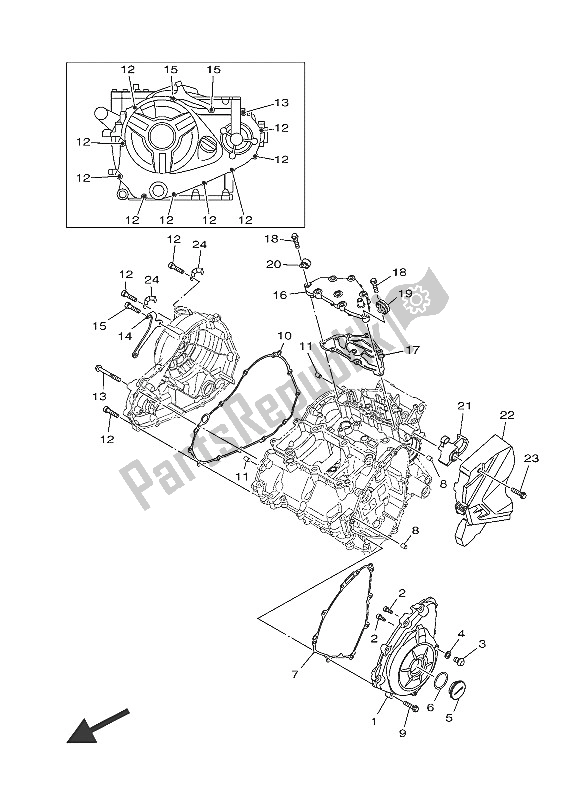 All parts for the Crankcase Cover 1 of the Yamaha MT 03A 660 2016