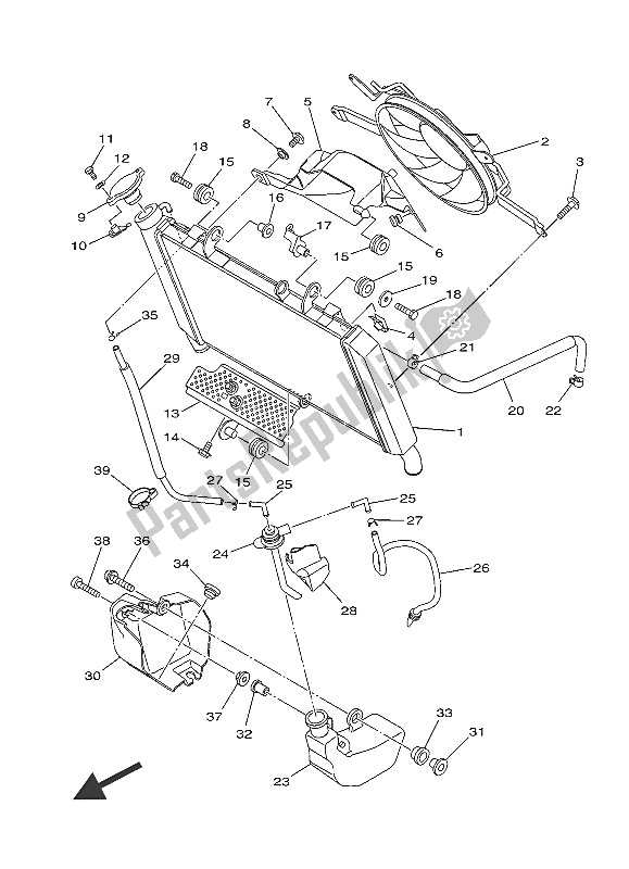 All parts for the Radiator & Hose of the Yamaha MT 09 900 2016