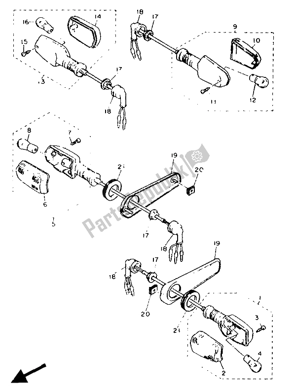 Tutte le parti per il Luce Lampeggiante del Yamaha FZR 600 Genesis 1990