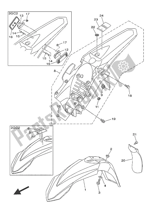 Toutes les pièces pour le Aile du Yamaha WR 450F 2016