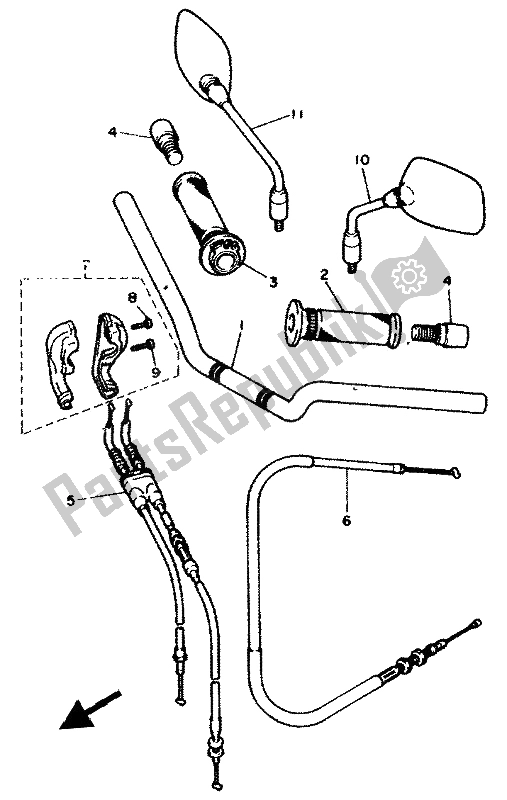 Wszystkie części do Uchwyt Kierownicy I Kabel Yamaha XJ 600N 1994