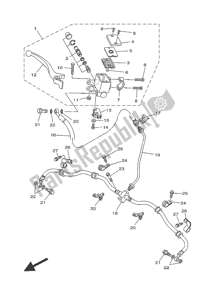 Wszystkie części do Przedni Cylinder G?ówny Yamaha YFM 700 FWA Grizzly 4X4 2016