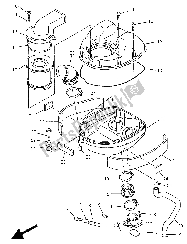 All parts for the Intake of the Yamaha TDM 850 1998