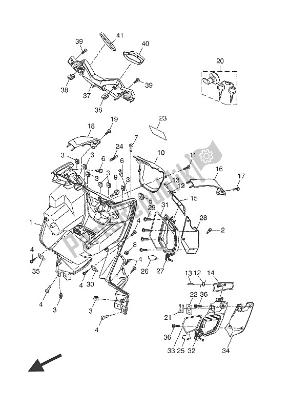 Toutes les pièces pour le Bouclier De Jambe du Yamaha YP 125 RA 2016