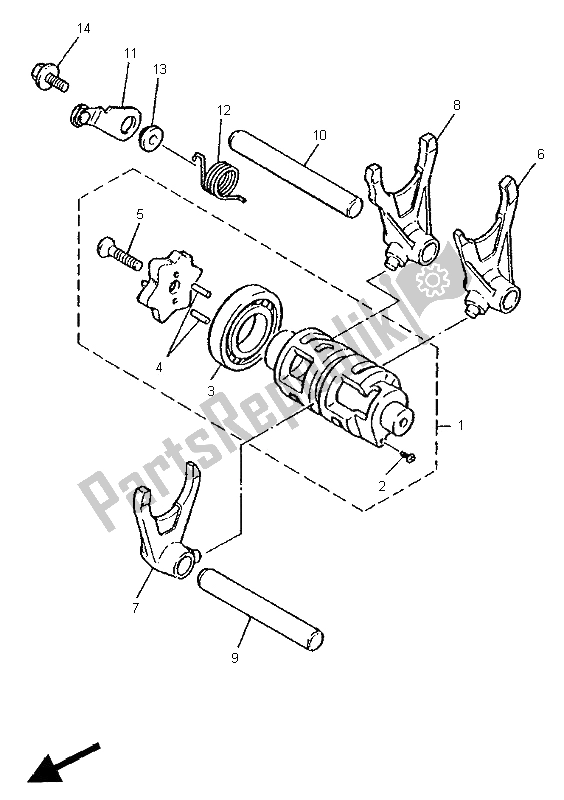 All parts for the Shift Cam & Fork of the Yamaha XTZ 660 Tenere 1996