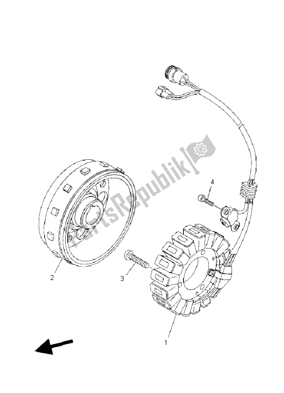 All parts for the Generator of the Yamaha YFM 700R 2008