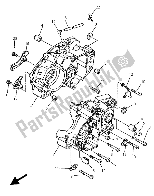 All parts for the Crankcase of the Yamaha TDR 125 1997