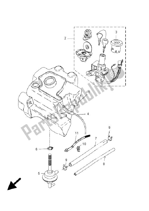 All parts for the Fuel Tank of the Yamaha YQ 50 Aerox 2009