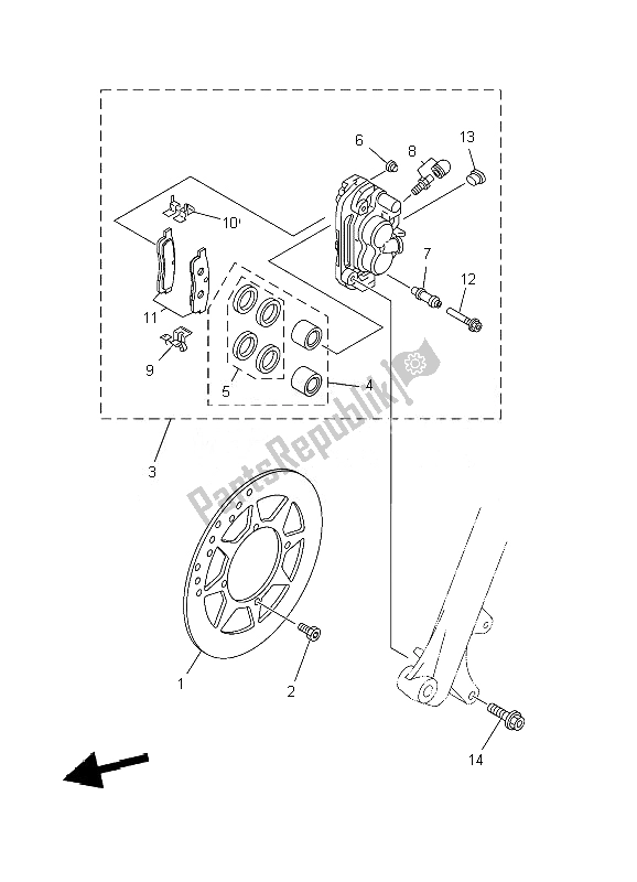 All parts for the Front Brake Caliper (lw) of the Yamaha TT R 125 SW LW 2007