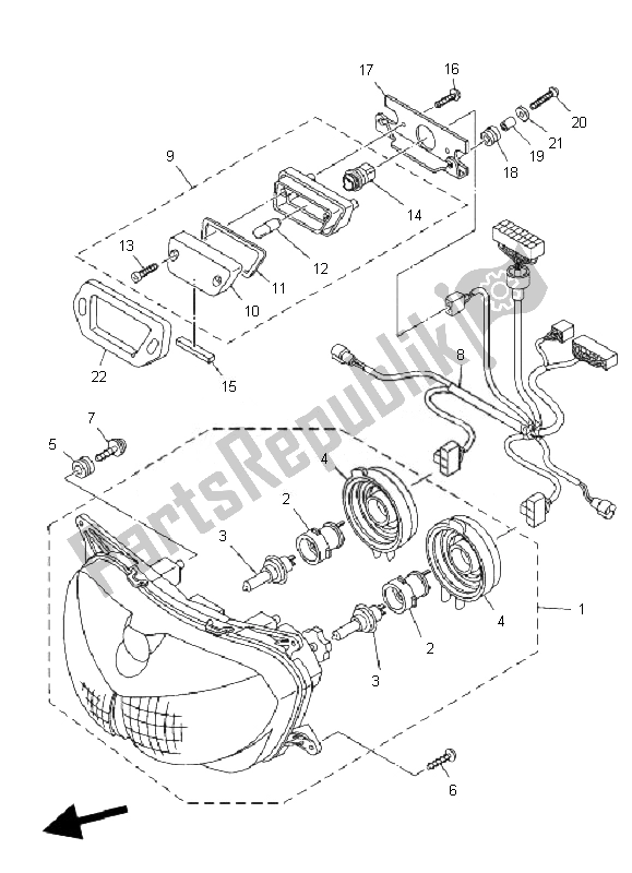 Tutte le parti per il Faro del Yamaha TDM 900A 2007