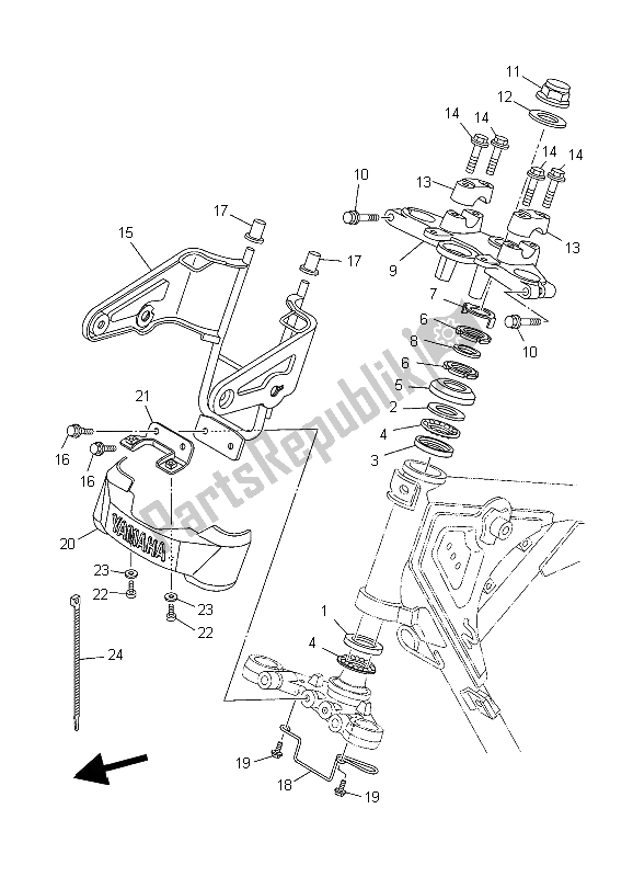 All parts for the Steering of the Yamaha YBR 125 ED 2006