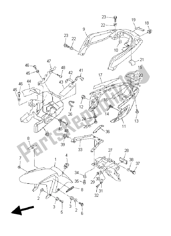 All parts for the Fender of the Yamaha FZ6 Sahg 600 2009