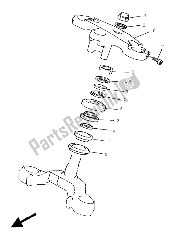 All parts for the Steering of the Yamaha TRX 850 1998