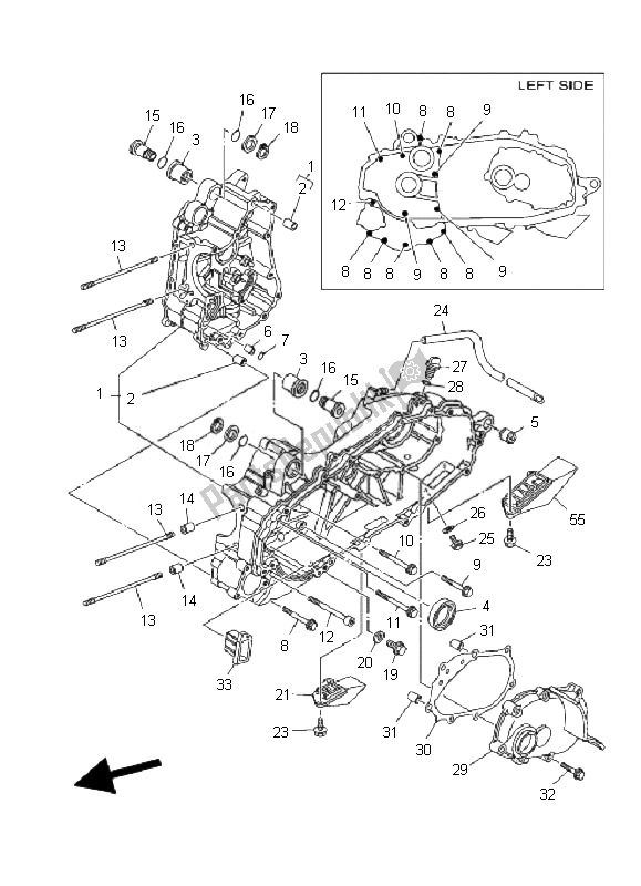 All parts for the Crankcase of the Yamaha YP 400 Majesty 2010