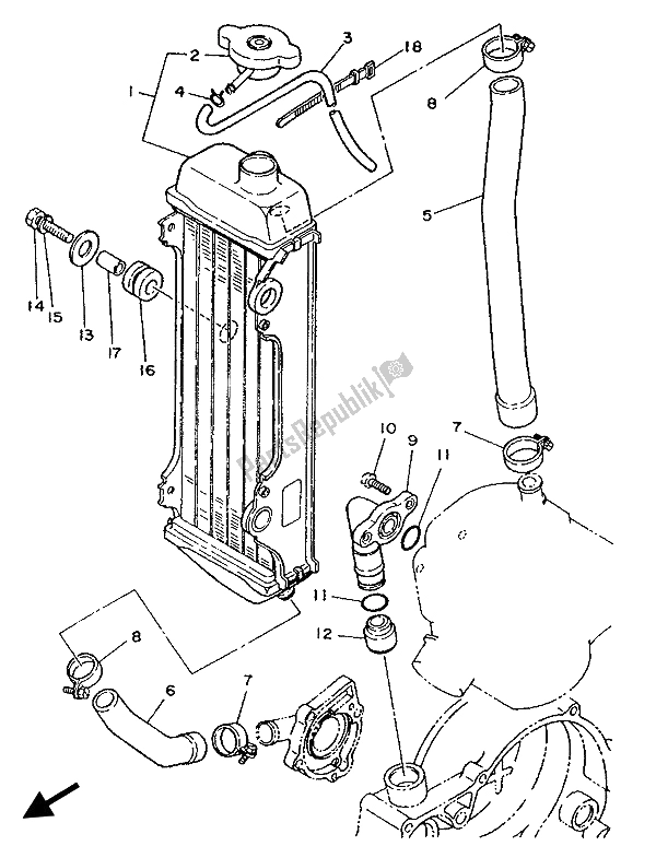 Toutes les pièces pour le Tuyau De Radiateur du Yamaha YZ 80 1987