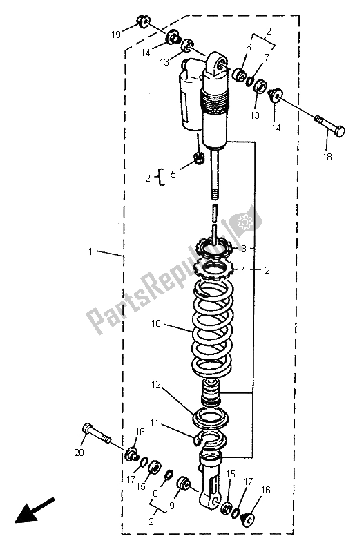 Toutes les pièces pour le Suspension Arrière du Yamaha YZ 125 LC 1996