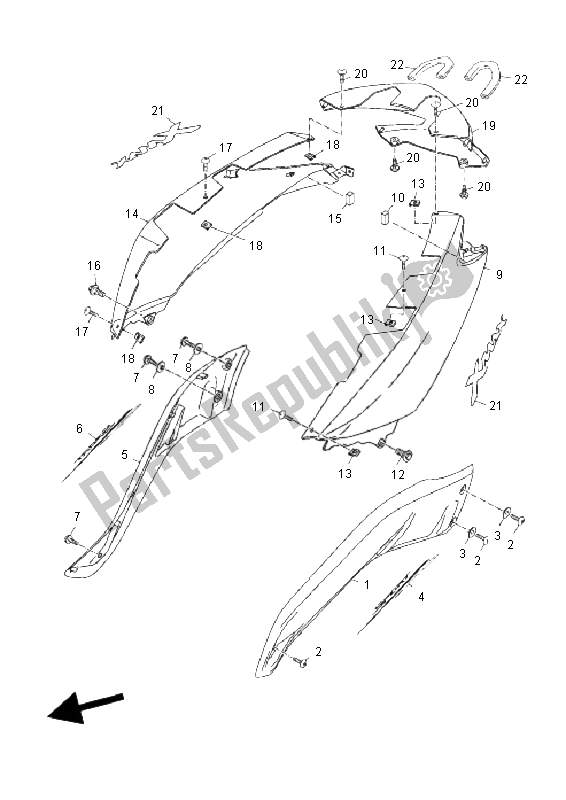 All parts for the Side Cover of the Yamaha YP 250R Sport X MAX 2011