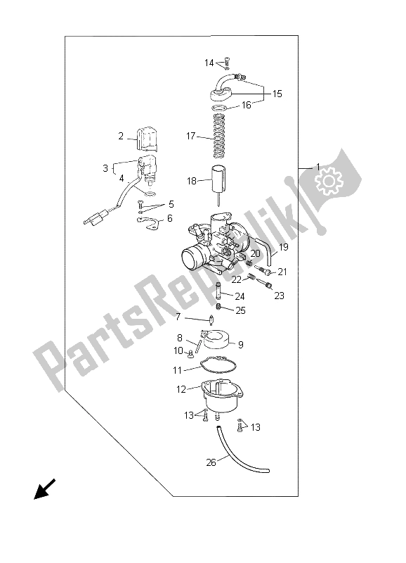 All parts for the Carburetor of the Yamaha CS 50R AC JOG 2006