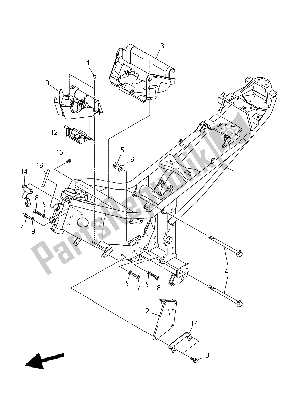 All parts for the Frame of the Yamaha XJ6 SY 600 2009