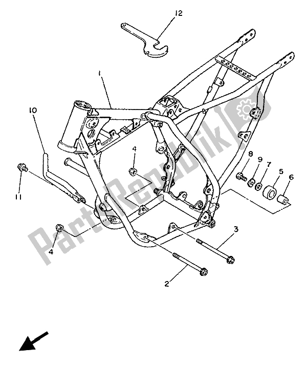 All parts for the Frame of the Yamaha YZ 80 1989