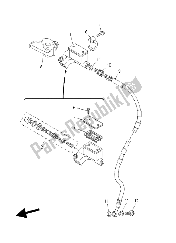 All parts for the Front Master Cylinder of the Yamaha TT R 125 SW LW 2008