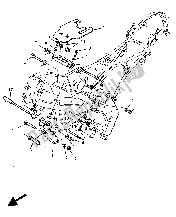 Tutte le parti per il Staffa E-g Telaio del Yamaha SZR 660 1997