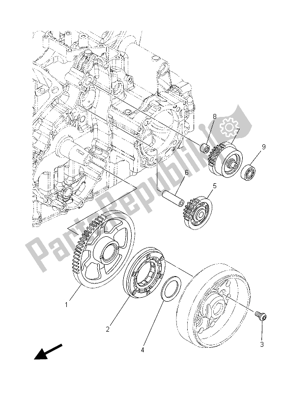 All parts for the Starter Clutch of the Yamaha XT 1200 ZE 2015