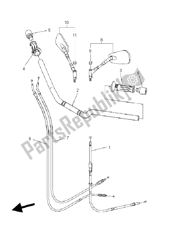 All parts for the Stering Handle & Cable of the Yamaha FZ6 Nahg 600 2007
