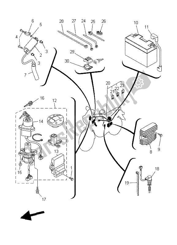 All parts for the Electrical 1 of the Yamaha XT 660X 2009