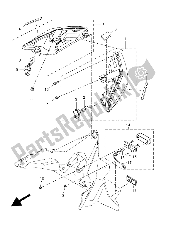 Tutte le parti per il Fanale Posteriore del Yamaha YP 250R 2015