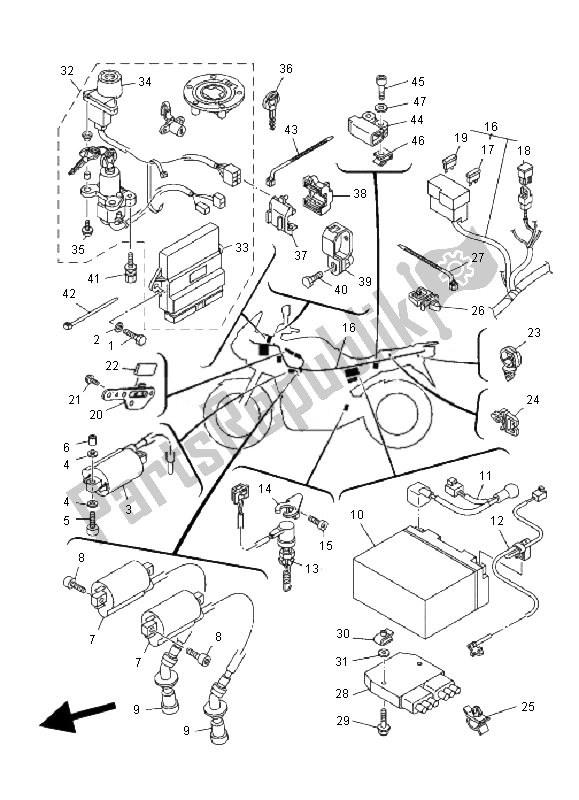 Todas las partes para Eléctrico 1 de Yamaha TDM 900A 2007