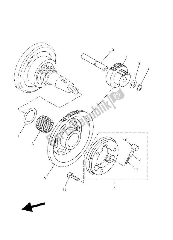 All parts for the Starter Clutch of the Yamaha YZF R 125 2010